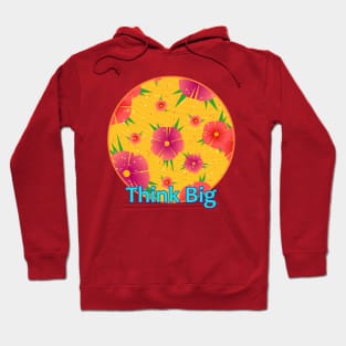 Circle Abstract Pink Flowers On Yellow Background Hoodie